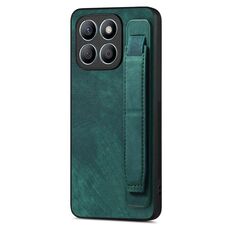 Custodia per telefono posteriore in pelle con supporto per cinturino retrò per Honor X8b (verde)