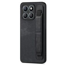 Custodia per telefono posteriore in pelle con supporto per cinturino retrò per Honor X8b (nera)