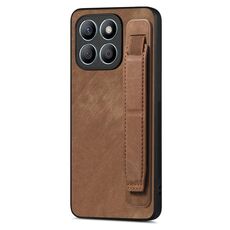 Custodia per telefono posteriore in pelle con supporto per cinturino retrò per Honor X8b (marrone)