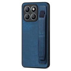 Custodia per telefono posteriore in pelle con supporto per cinturino retrò per Honor X8b (blu)