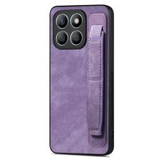 Custodia per telefono posteriore in pelle con supporto per cinturino retrò per Honor X8b (viola)