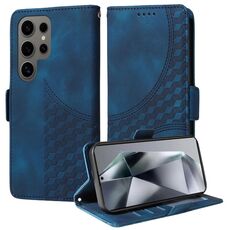 Custodia per telefono in pelle stellata con rombo goffrato per Samsung Galaxy S24 Ultra 5G (blu)