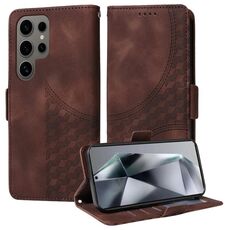 Custodia per telefono in pelle stellata con rombo goffrato per Samsung Galaxy S24 Ultra 5G (marrone)