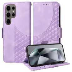 Custodia per telefono in pelle stellata con rombo goffrato per Samsung Galaxy S24 Ultra 5G (viola)
