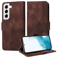 Custodia per telefono in pelle stellata con rombo goffrato per Samsung Galaxy S22+ 5G (marrone)