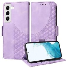 Custodia per telefono in pelle stellata con rombo goffrato per Samsung Galaxy S22+ 5G (viola)