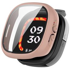 Per Fitbit Ace LTE PC + custodia protettiva per orologio integrata con pellicola in vetro temperato (rosa Sakura)