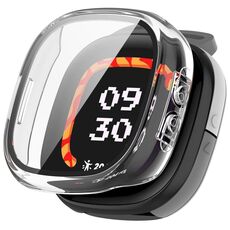 Per Fitbit Ace LTE PC + custodia protettiva per orologio integrata con pellicola in vetro temperato (bianco trasparente)