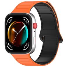 Per Huawei Watch Fit3 cinturino per orologio magnetico in silicone bicolore con fibbia colorata (arancione nero)