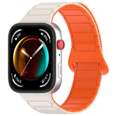 Per Huawei Watch Fit3 cinturino per orologio magnetico in silicone bicolore con fibbia colorata (arancione stellato)