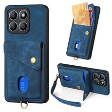 Per Honor X8b Retro Card Wallet Fold Custodia in pelle per telefono con cinturino (blu)
