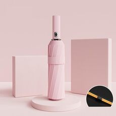 Ombrello pieghevole in vinile 24 Bones, soleggiato e piovoso, completamente automatico, parasole (rosa)