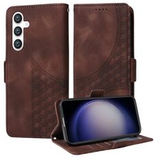 Custodia per telefono in pelle stellata con rombo goffrato per Samsung Galaxy S23 FE 5G (marrone)