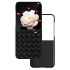 Custodia per telefono in PU con trama intrecciata con cornice nera per Honor Magic V Flip (nera)