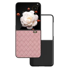Custodia per telefono in PU con struttura intrecciata con cornice nera per Honor Magic V Flip (rosa)