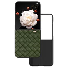 Custodia per telefono in PU con struttura intrecciata con cornice nera per Honor Magic V Flip (verde)