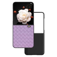 Custodia per telefono in PU con struttura intrecciata con cornice nera per Honor Magic V Flip (viola)