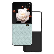 Custodia per telefono in PU con struttura intrecciata con cornice nera per Honor Magic V Flip (verde chiaro)