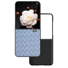 Custodia per telefono in PU con struttura intrecciata con cornice nera per Honor Magic V Flip (azzurro)