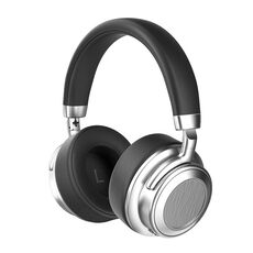 Auricolare Bluetooth wireless retrò in metallo CR-9 montato sulla testa (argento nero)