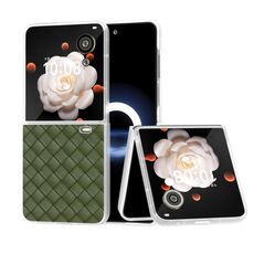 Custodia per telefono in PU con struttura in tessuto traslucido satinato per Honor Magic V Flip (verde)