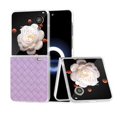 Custodia per telefono in PU con struttura in tessuto traslucido satinato per Honor Magic V Flip (viola)