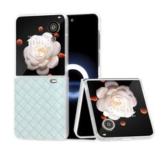 Custodia per telefono in PU con struttura in tessuto traslucido satinato per Honor Magic V Flip (verde chiaro)