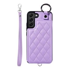 Per Samsung Galaxy S22+ 5G Custodia per cellulare con texture rombica con cordino corto (viola)