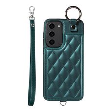 Per Samsung Galaxy S23+ 5G Custodia per cellulare con texture rombica con cordino corto (verde)