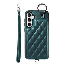 Per Samsung Galaxy S23 FE 5G Custodia per cellulare con texture rombica con cordino corto (verde)