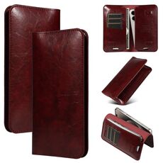 Custodia a libro in PU con doppio slot per schede, dimensioni: 19 x 11 cm (rosso vino)
