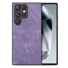 Per Samsung Galaxy S24 Ultra 5G Custodia per telefono con cover posteriore per PC in pelle vintage (viola)