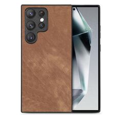 Per Samsung Galaxy S24 Ultra 5G Custodia per telefono con cover posteriore per PC in pelle vintage (marrone)