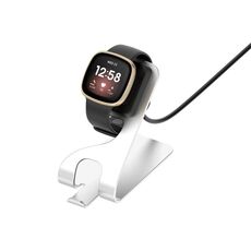 Per caricabatterie per orologio con staffa metallica in lega di alluminio Fitbit Ace LTE, lunghezza: 1,5 m (argento)