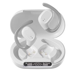 Auricolari wireless S200 Cuffie Bluetooth 5.3 Auricolari sportivi con microfono Gancio per l'orecchio Auricolari impermeabili con display di alimentazione a LED(bianco)