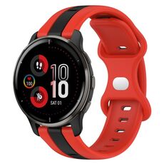 Per cinturino in silicone bicolore con fibbia a farfalla da 20 mm Garmin Venu 2 Plus (rosso + nero)