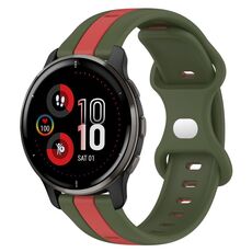 Per cinturino in silicone bicolore con fibbia a farfalla da 20 mm Garmin Venu 2 Plus (rosso + verde militare)