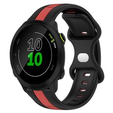 Per Garmin Forerunner 158 Cinturino in silicone bicolore con fibbia a farfalla da 20 mm (nero + rosso)
