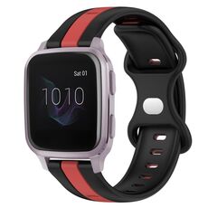 Per cinturino in silicone bicolore con fibbia a farfalla da 20 mm Garmin Venu SQ (nero + rosso)