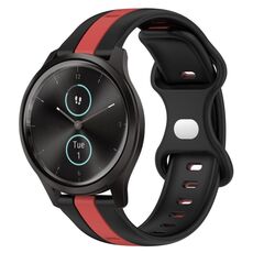 Per Garmin Garminmove Style 20mm Cinturino in silicone bicolore con fibbia a farfalla (nero + rosso)
