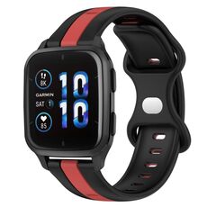 Per Garmin Forerunner Sq2 Cinturino per orologio in silicone bicolore con fibbia a farfalla da 20 mm (nero + rosso)