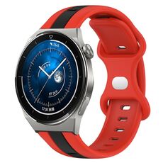Per Huawei Watch GT3 Pro 43mm 20mm Cinturino in silicone bicolore con fibbia a farfalla (rosso + nero)