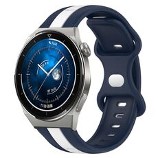 Per Huawei Watch GT3 Pro 43mm 20mm Cinturino in silicone bicolore con fibbia a farfalla (bianco + blu)