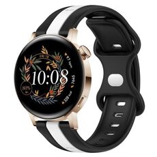 Per Huawei Watch GT3 42mm 20mm Cinturino in silicone bicolore con fibbia a farfalla (nero + bianco)