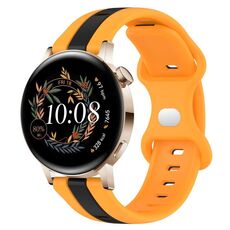 Per Huawei Watch GT3 42mm 20mm Cinturino in silicone bicolore con fibbia a farfalla (nero + giallo)