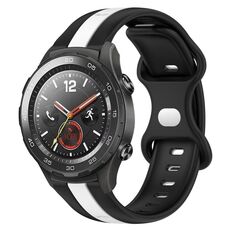 Per Huawei Watch 2 Cinturino in silicone bicolore con fibbia a farfalla da 20 mm (nero + bianco)