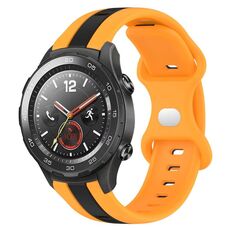 Per Huawei Watch 2 Cinturino in silicone bicolore con fibbia a farfalla da 20 mm (nero + giallo)