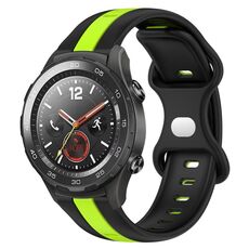 Per Huawei Watch 2 Cinturino in silicone bicolore con fibbia a farfalla da 20 mm (nero + verde)
