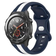 Per Huawei Watch 2 Cinturino in silicone bicolore con fibbia a farfalla da 20 mm (bianco + blu)