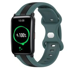 For Honor Watch ES Cinturino in silicone bicolore con fibbia a farfalla da 20 mm (verde + nero)